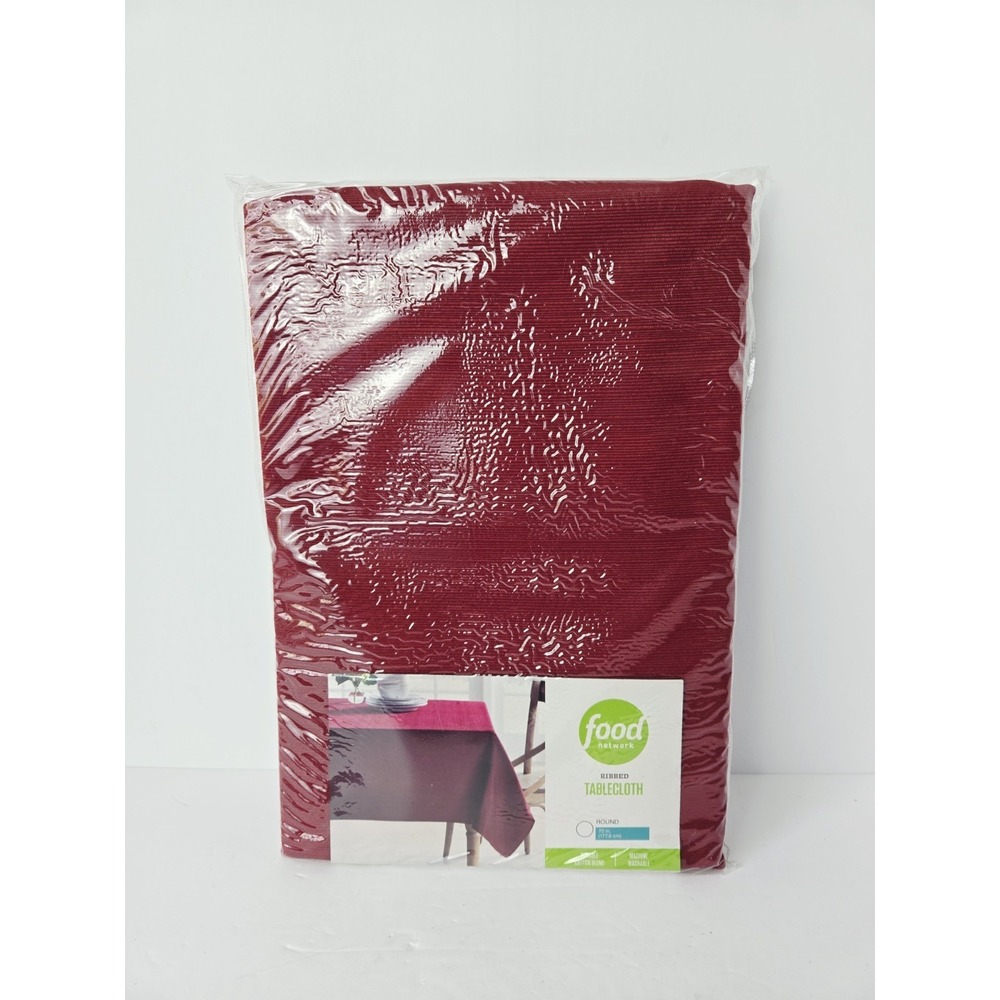 Food Network Ribbed tablecloth red wine 70"‎ round NEW